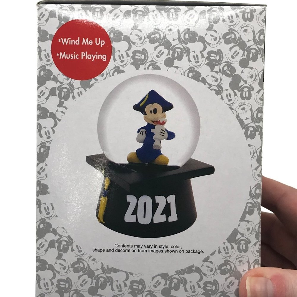 Disney Mickey Mouse Musical Water Globe 2021 Graduation Theme New In Package - Picture 3 of 10